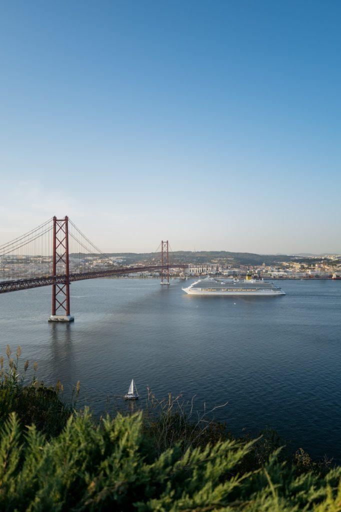 a large bridge spanning over a large body of water