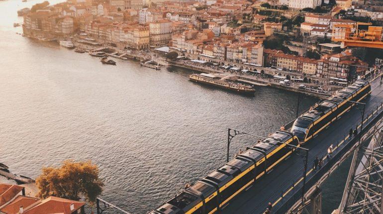aerial view of city buildings near body of water during daytime